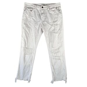 Hidden Los Angeles Jeans Womens 29 White Distressed Skinny Frayed Raw Hem